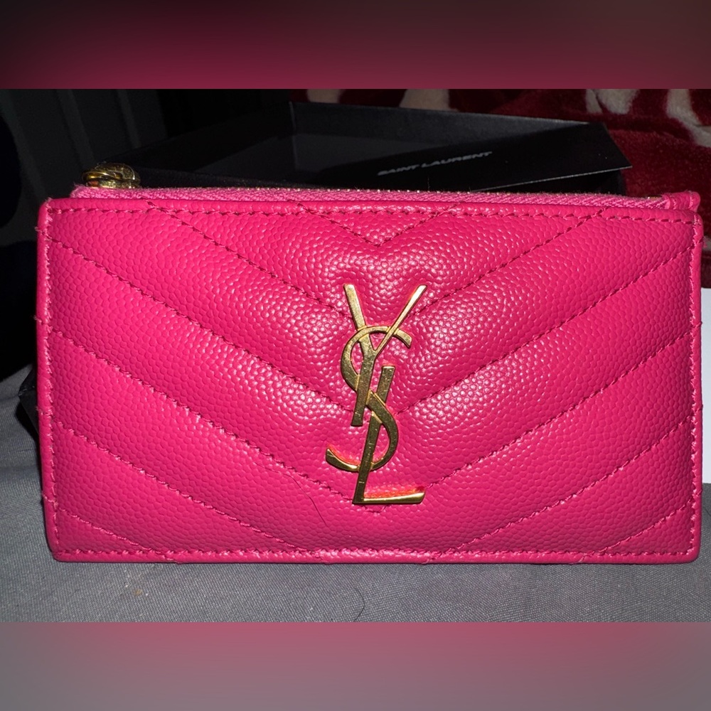 Yves Saint Laurent Pink Quilted Card Holder